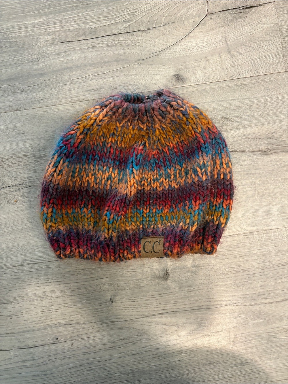 CC Multicolor Knit Beanie Hat - Cozy Striped Winter Style